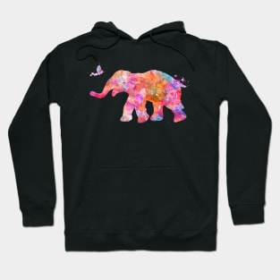 Pink Baby Elephant Watercolor Painting Hoodie